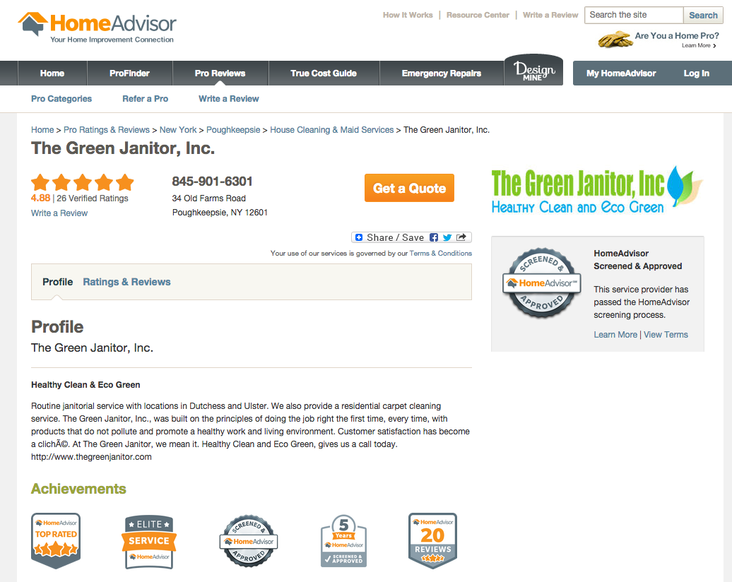 Our Favorite HomeAdvisor Reviews - The Green Janitor